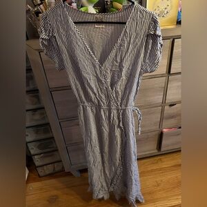 Striped Blue Wrap Dress